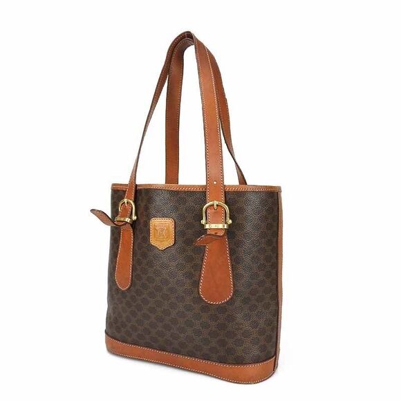 Celine Tote Bag Macadam PVC Leather Brown - Women Celine